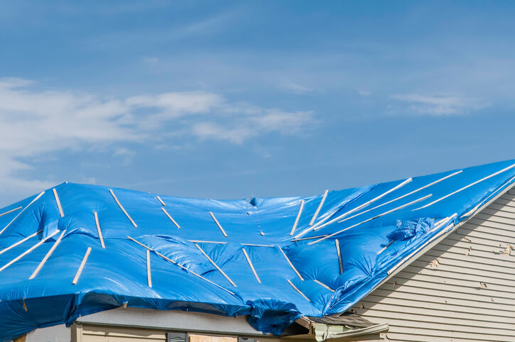 Roof tarp installation by Northcoast Roof Repairs LLC