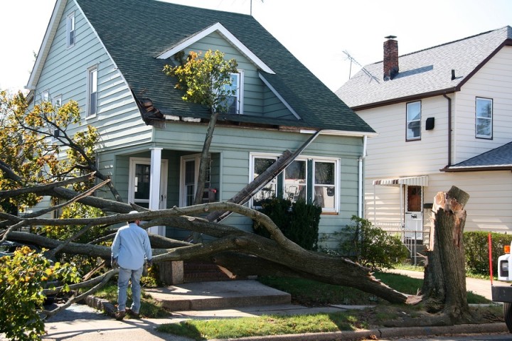 Storm damage to roof by Northcoast Roof Repairs LLC