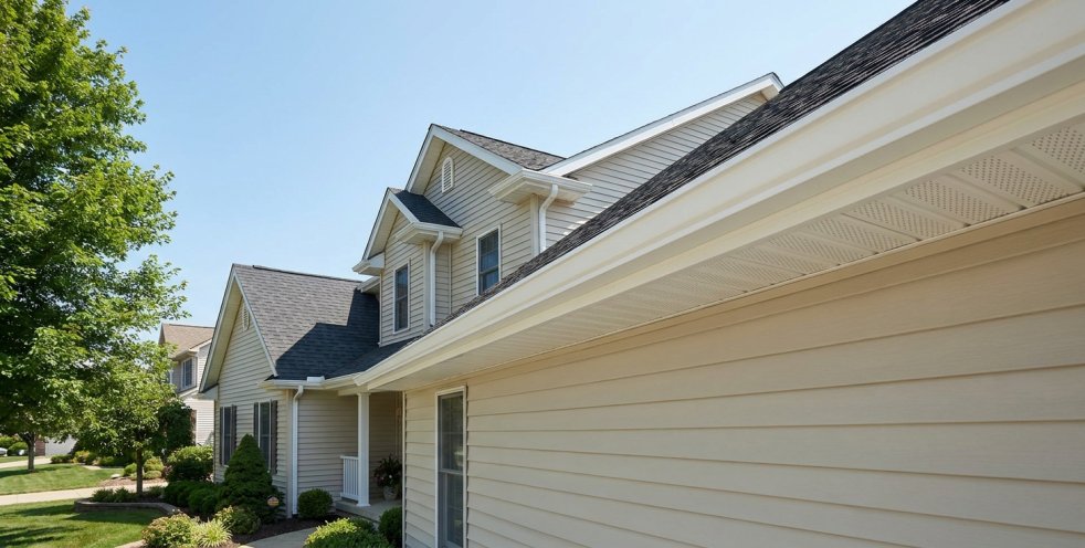 Home exterior with newly installed soffit and fascia along the roofline
